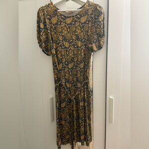 Boden Blue and Gold Paisley Dress Sz. 10